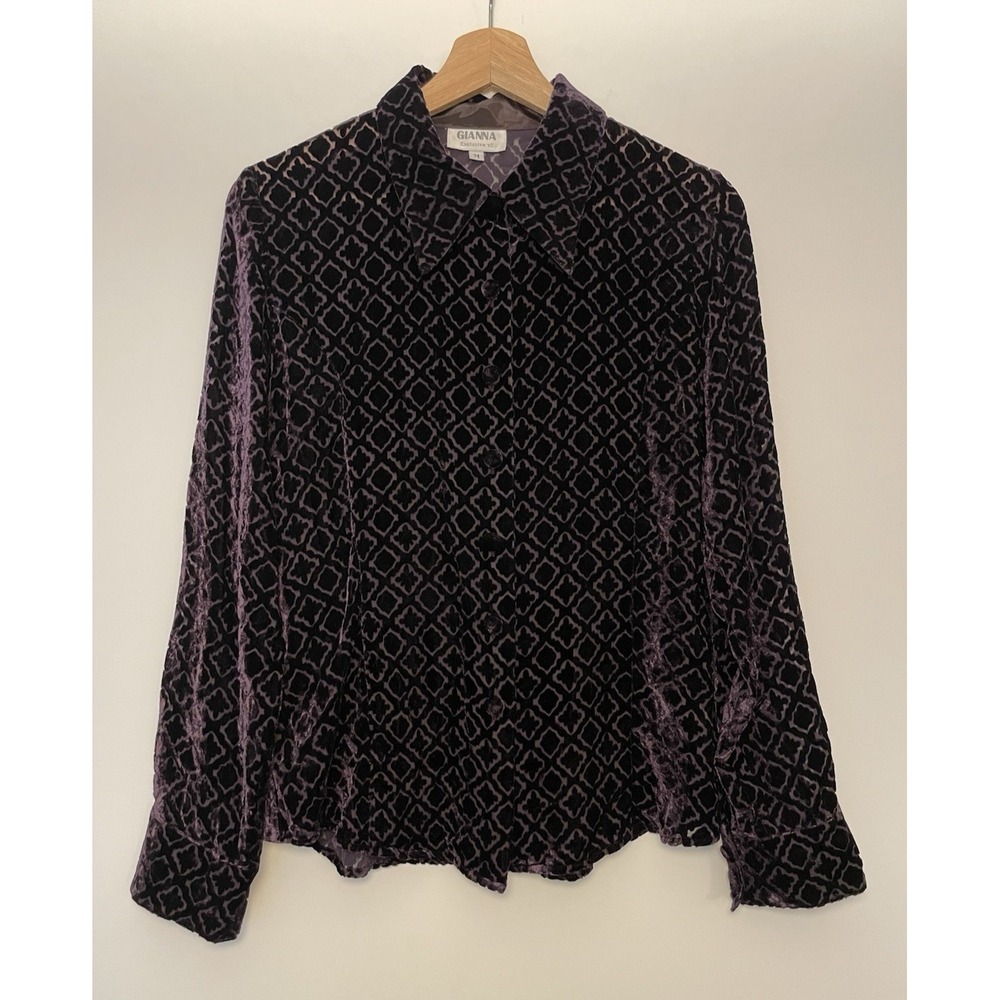 VTG Gianna Exclusive v2 Velvet Burnout Silk Blend Blouse M‎ Victorian Romantic